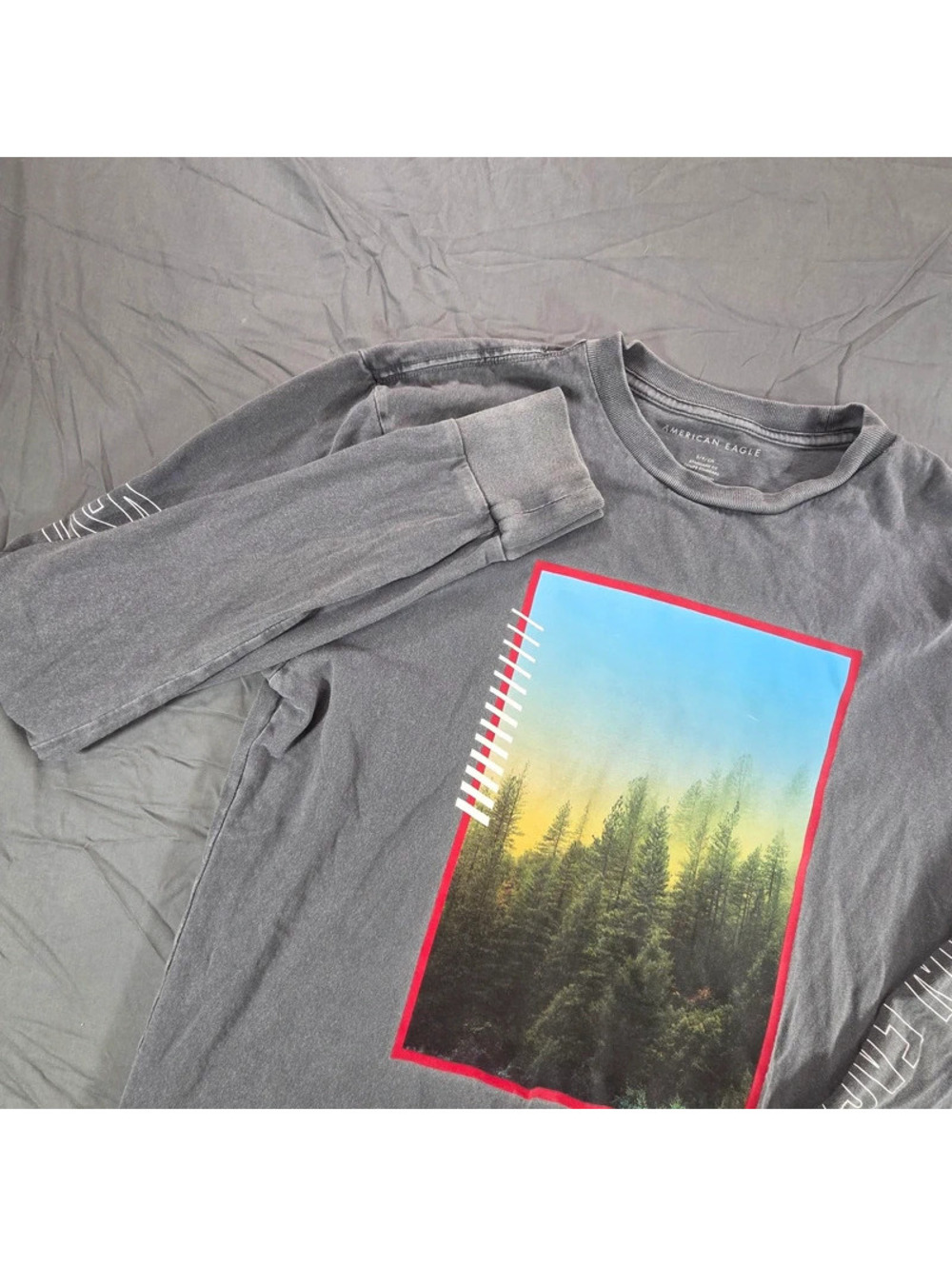 American Eagle Outfitters vintage-wash grey long-sleeve graphic T-shirt
